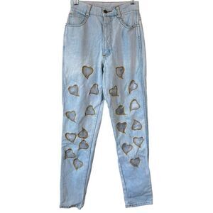 Frederick's of Hollywood High Rise Cut our Heart Light Wash Jeans